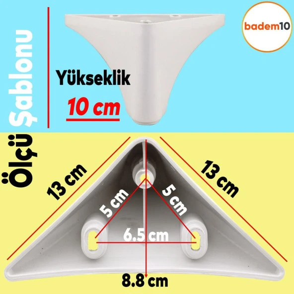 Yonca Lüks Mobilya Kanepe Sehpa Tv Ünitesi Koltuk Ayağı 10 Cm Beyaz Baza Ayakları - 4