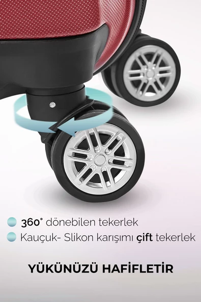 Polo&Sky Elmas Model Vişne Renk Kabin Boy Valiz Bavul - 5