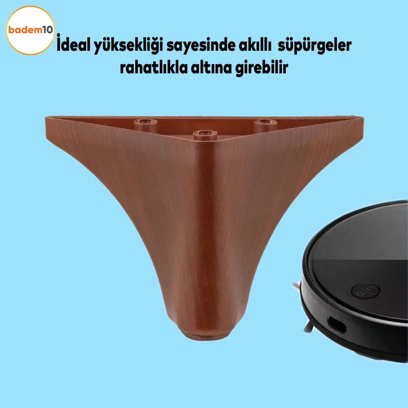 Yonca Lüks Mobilya Kanepe Sehpa Tv Ünitesi Koltuk Ayağı 10 Cm Kahverengi Ahşap Desenli Baza Ayakları - 2