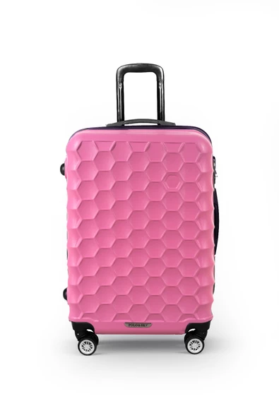 Polo&Sky Petek Model Pembe Renk Orta Boy Valiz Bavul - Resim 5