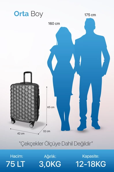 Polo&Sky Petek Model Gold Renk Orta Boy Valiz Bavul - 4