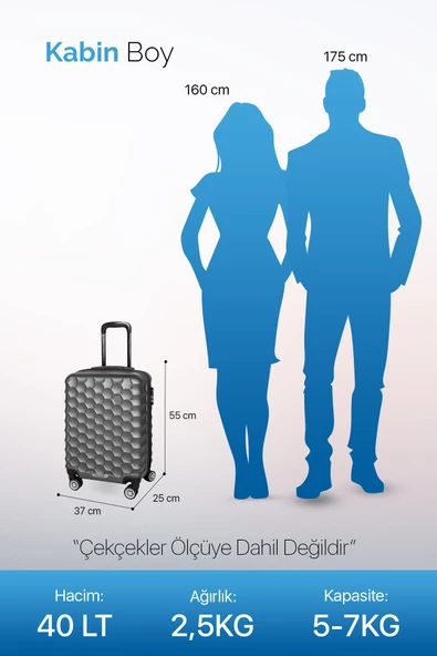 Polo&Sky Petek Model Gold Renk Kabin Boy Valiz Bavul - 4