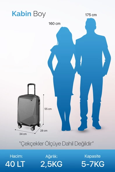 Polo&Sky Petek Model Pembe Renk Kabin Boy Valiz Bavul - 5