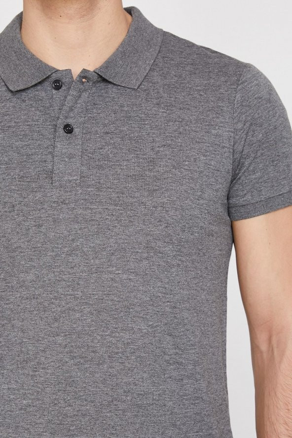 Erkek Gri Polo Yaka T-Shirt 9YAM12032LK - 4