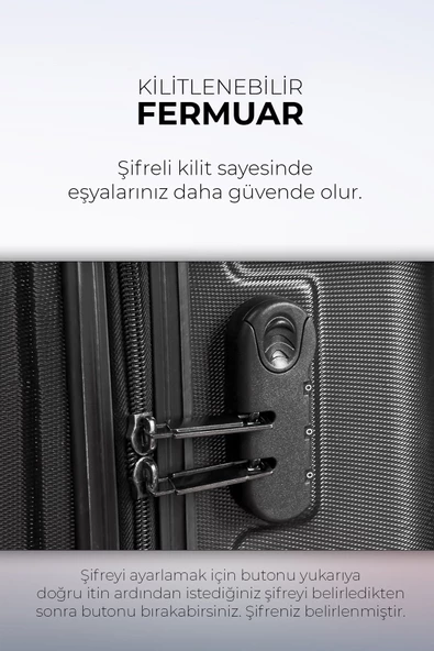 Polo&Sky Petek Model Siyah Renk Orta Boy Valiz Bavul - 5