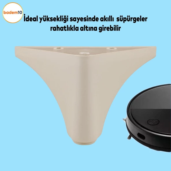 Yonca Mobilya Kanepe Sehpa Tv Ünitesi Koltuk Ayağı 10 Cm Krem Baza Ayakları - Resim 3