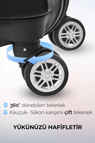 Polo&Sky Petek Model Siyah Renk Kabin Boy Valiz Bavul - 5