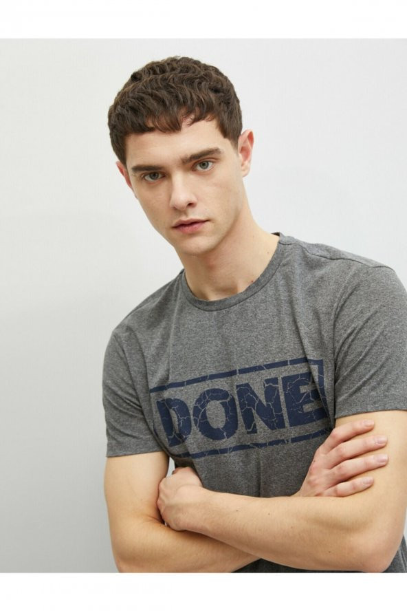 Erkek T-Shirt Kısa Kollu Bisiklet Yaka Pamuklu - Resim 2