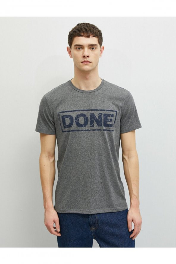 Erkek T-Shirt Kısa Kollu Bisiklet Yaka Pamuklu - Resim 3