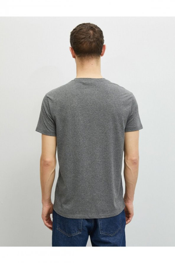 Erkek T-Shirt Kısa Kollu Bisiklet Yaka Pamuklu - Resim 4