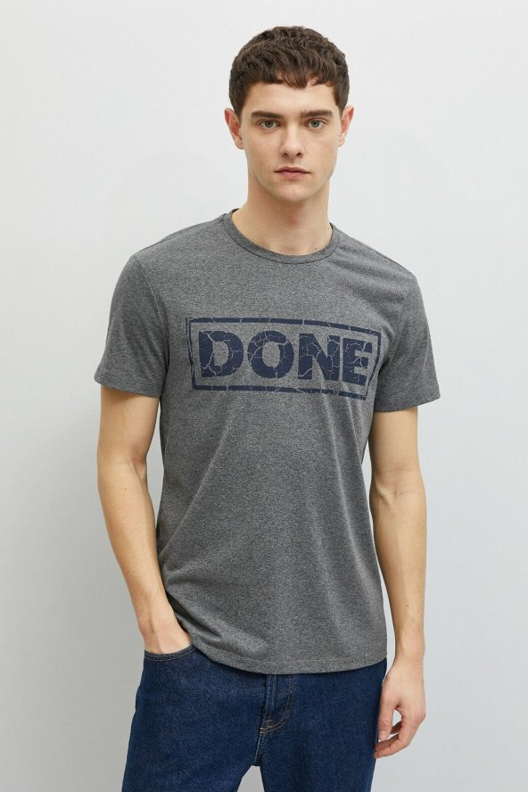 Erkek T-Shirt Kısa Kollu Bisiklet Yaka Pamuklu - Resim 6