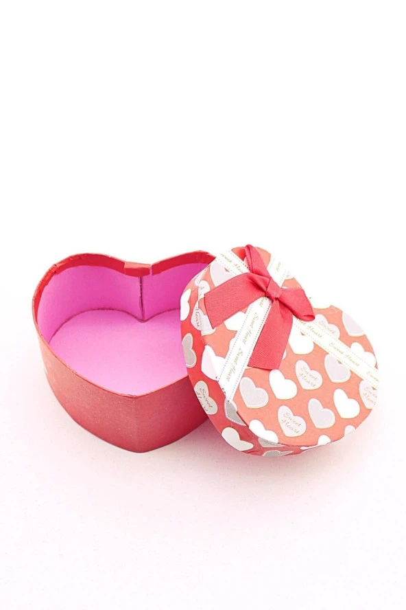 Sevgiliye Özel Günlere Hediye Mini Kalp Kutu Kurdeleli Renkli Mini Kalp Kutu 1 Adet Kırmızı