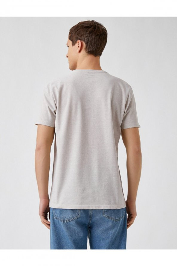 Slim Fit Kolej Baskılı Tişört - 4