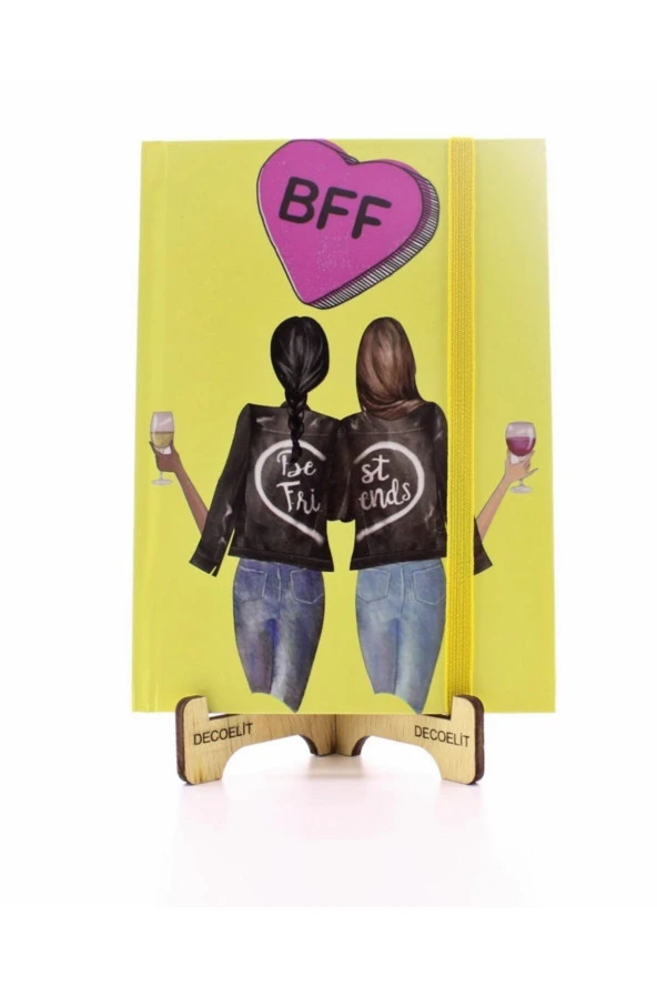 Lastikli Noktalı Sert Kapak Best Friend Defter