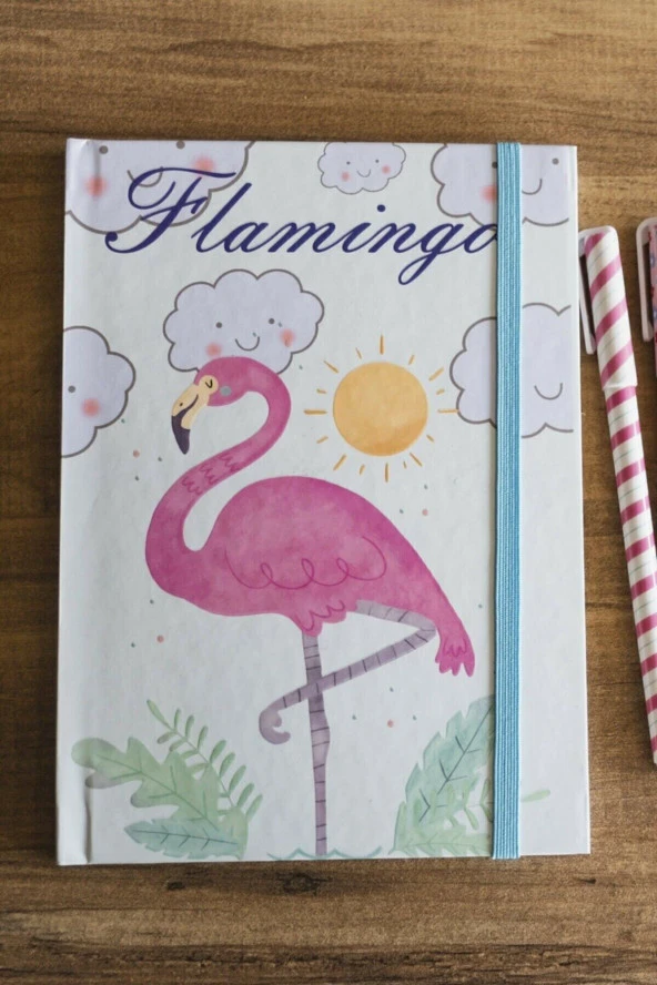 Flamingo Desenli Çizgisiz Noktalı Defter