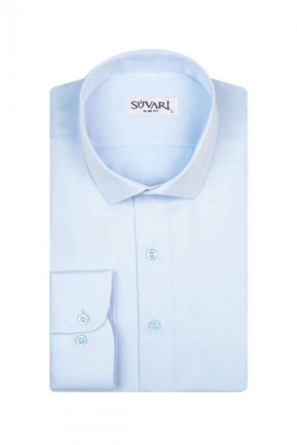 Slim Fit Armür Desenli Siyah Erkek Gömlek - 2