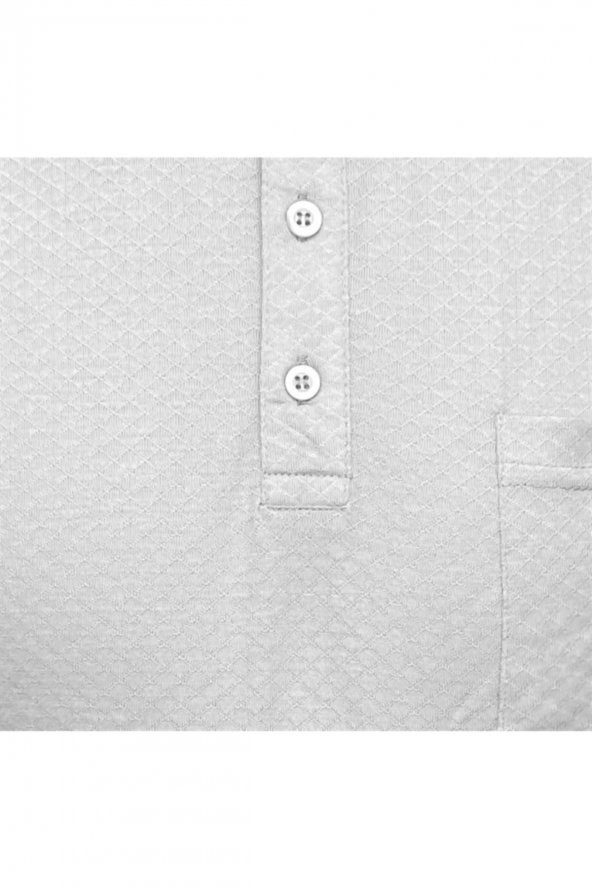Bol Kesim Jakarlı 179 Desen Polo Yaka Bej Tshirt - 6