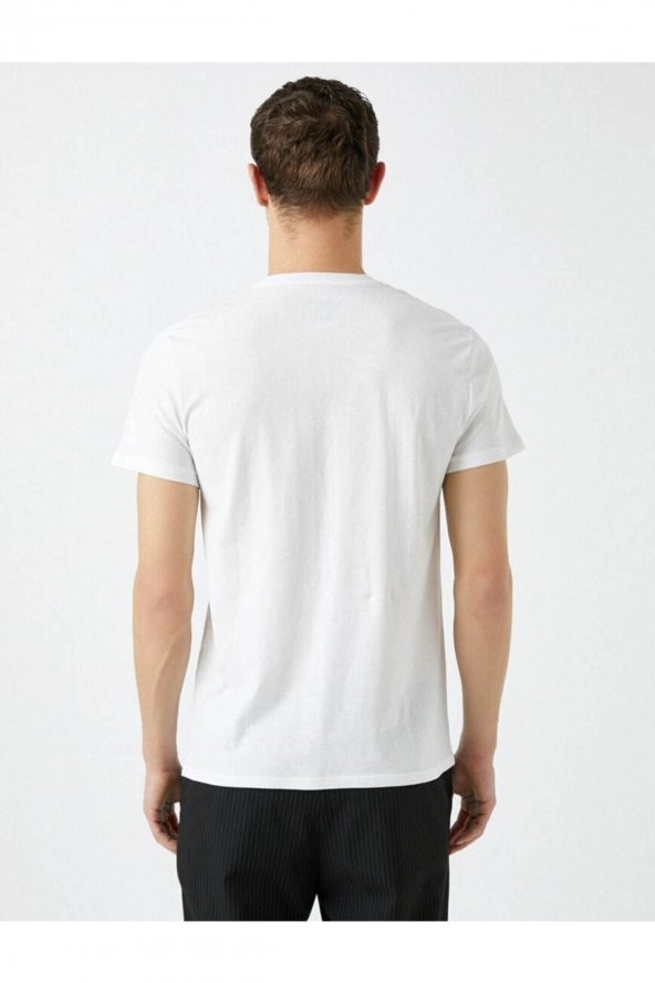 Erkek Beyaz T-shirt - Resim 4