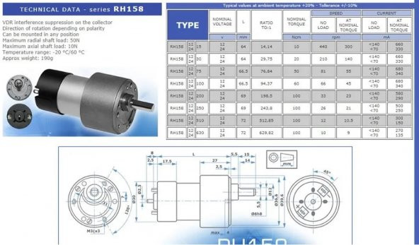 Johnson DC 12V 90 RPM (Çap 35mm) Redüktörlü Motor - 2