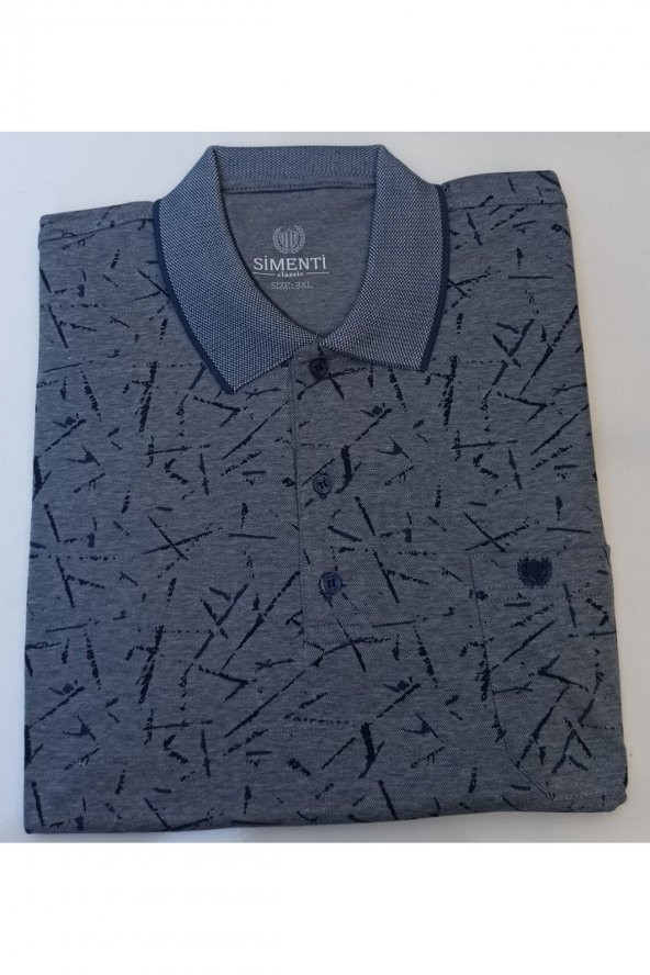 SİMENTİ POLO YAKA BATTAL BEDEN  RAHAT KALIP PAMUKLU T-SHIRT - Resim 5