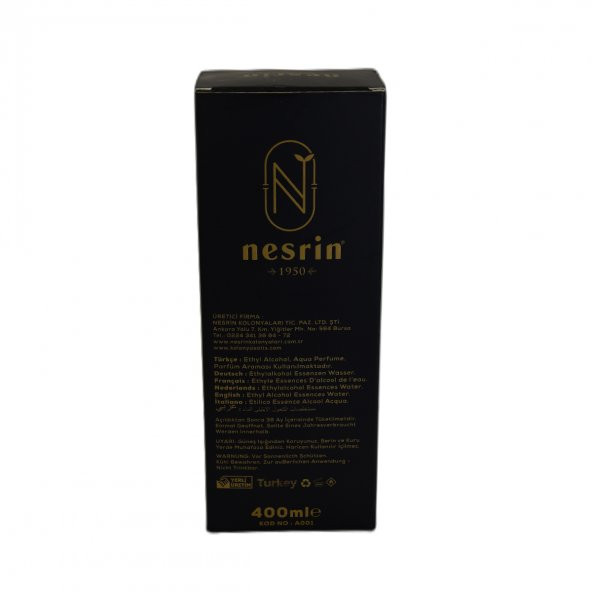 Nesrin Amber Kolonyası 80 Derece Özel Seri Kutulu Pet Şişe 400 ML - Eau De Cologne - 2