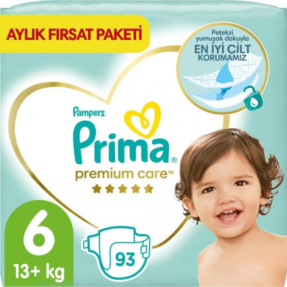 Prima Bebek Bezi Premium Care 6 Beden 93 Adet Ekstra Large Aylık Fırsat Paketi