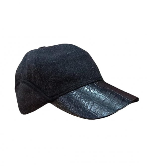 Kışlık Kaşe Şapka Kulaklı Siyah Model Standart