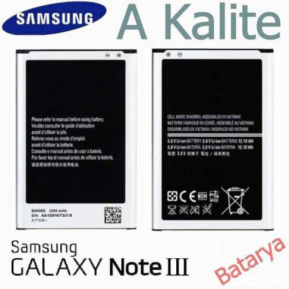 Samsung Galaxy Note 3 Batarya N9000 EB-B800BBE Uyumlu Yedek Batarya