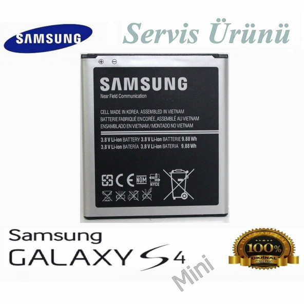 Samsung S4 Mini  Batarya 1900 Mah Eb-B500 Uyumlu Yedek Batarya