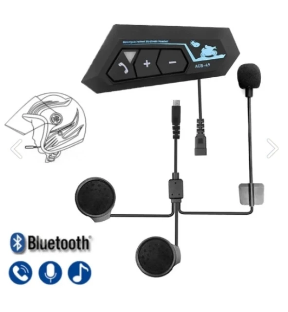 İntercom Motor Kurye Kask ACB49 Kulaklık Bluetooth Motosiklet Kulaklık