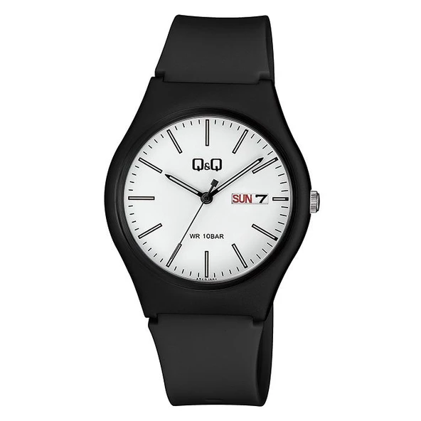 Q&Q A212J001Y Su Geçirmez Silikon Kordonlu Çift Takvimli Kol Saati - 2