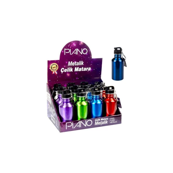 Piano Matara Metalik Çelik 730 Ml Spor Çelik Suluk (Karışık Renk 1 Adet)