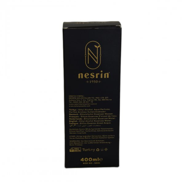 Nesrin Safran Kolonyası 80 Derece Özel Seri Kutulu Pet Şişe 400 ML - Eau De Cologne - 2