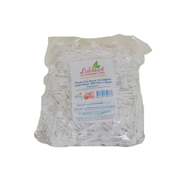 LokmanAVM Plastik Cips Börek Tatlı Şeytan Çatalı Beyaz 1000 Adet 1 Paket ürün görseli 1