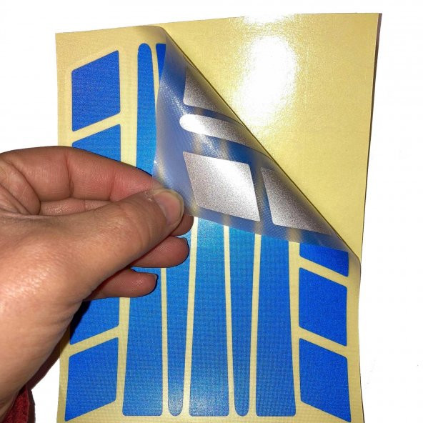 Şerit Tasarımlı Reflektif Mavi Motosiklet Kask Sticker Çınar Extreme - 6