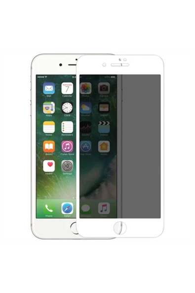 Apple iPhone 7 Gizli Kırılmaz cam Privacy Tam Kaplayan Beyaz