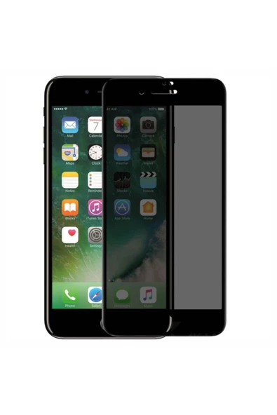 Apple iPhone 8 Plus Gizli Kırılmaz cam Privacy Tam Kaplayan Siyah
