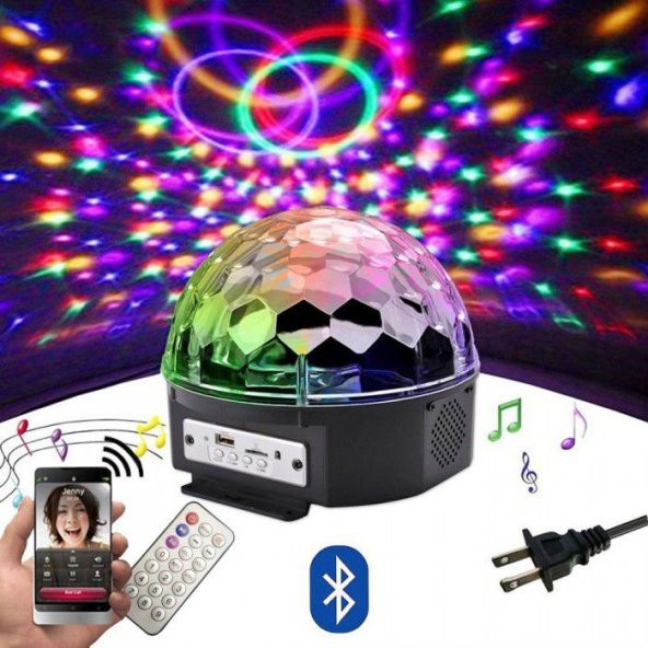 Disco Sahne Disko Topu USB Bluetooth Hoparlör Led Lazer Işıklı Yeni Yıl Dönen Parti Işıkları ürün görseli 1