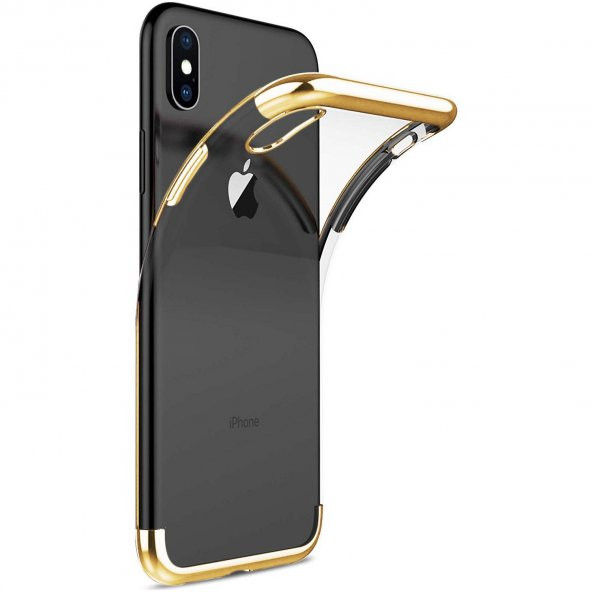 iPhone X Parlak Lazer Silikon Kılıf Gold