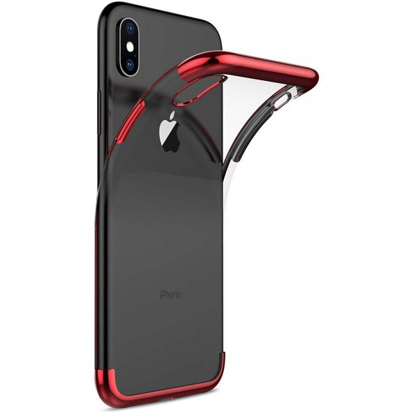 iPhone X Parlak Lazer Silikon Kılıf Kırmızı