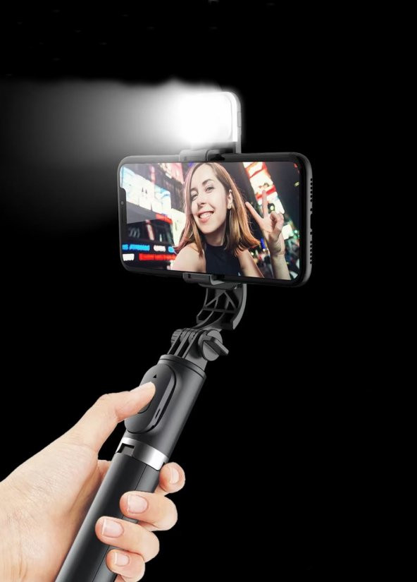 gaman Işıklı Tripod Bluetooth Kumandalı Üçü Birarada Selfie Çubuğu