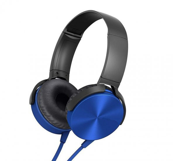 gaman Yeni Model Extra Bass Mikrofonlu Kulaklık 3.5mm Stereo Mavi Kulaklık