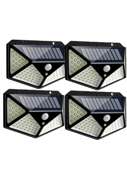 4 Adet 100 Led Solar Pır Hareket Sensörlü Su Geçirmez Duvar Lambası Ip65 - Resim 2