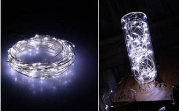 gaman Nwn 2 Metre 20 Ledli Dekoratif Beyaz Peri Led Şişe - Kavanoz - Oda - Yılbaşı Ağacı Süsü Pilli - 2