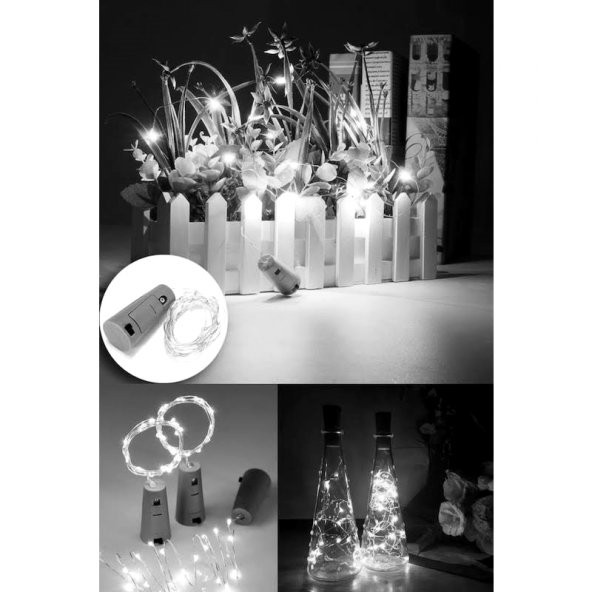 gaman Nwn 2 Metre 20 Ledli Dekoratif Beyaz Peri Led Şişe - Kavanoz - Oda - Yılbaşı Ağacı Süsü Pilli - 6