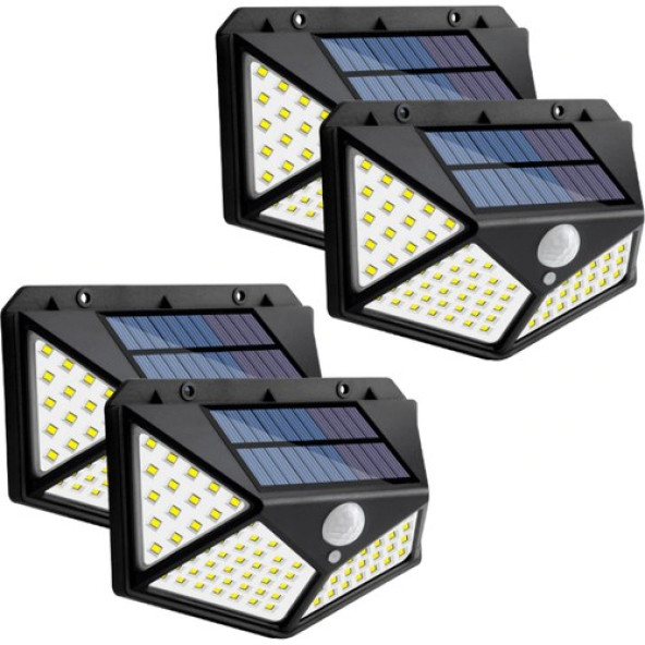 4 Adet 100 Led Solar Güneş Enerjili Hareket Sensörlü Bahçe Garaj Ev Aydınlatma Lambası