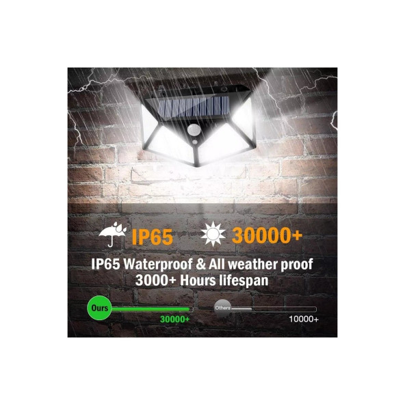 4 Adet 100 Led Solar Güneş Enerjili Hareket Sensörlü Bahçe Garaj Ev Aydınlatma Lambası - 5