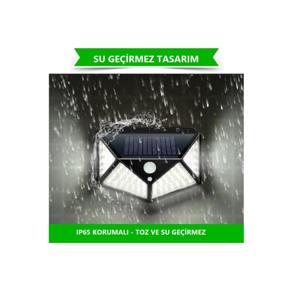 4 Adet 100 Led Solar Güneş Enerjili Hareket Sensörlü Bahçe Garaj Ev Aydınlatma Lambası - 6