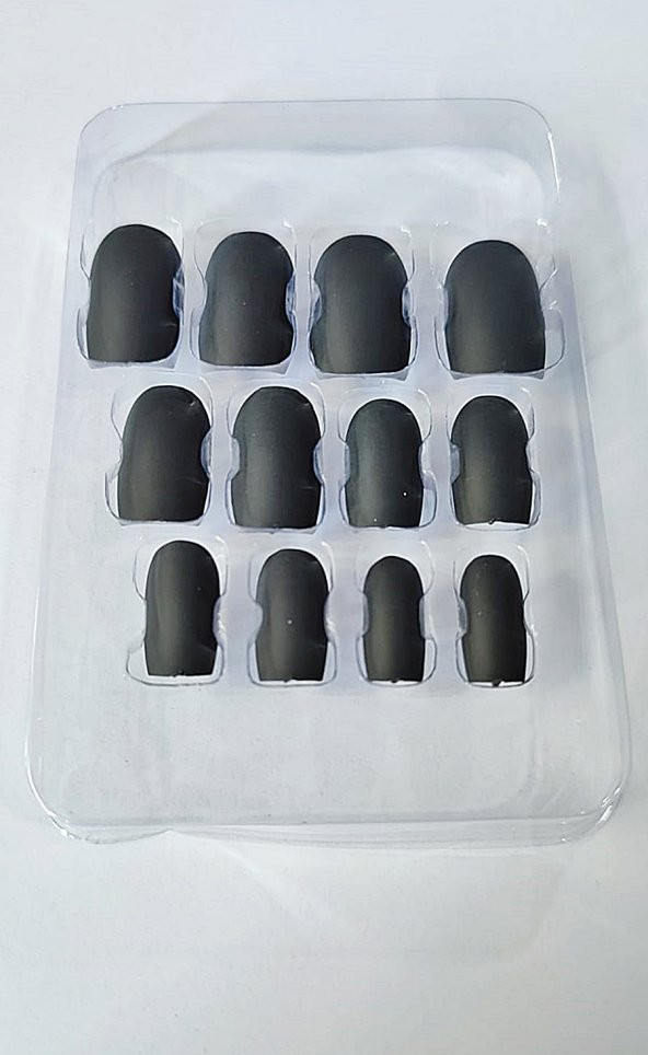 gaman Mona Lady Takma Tırnak Siyah Renk Set Küt 12 Adet Kendinden Yapışkanlı - 3