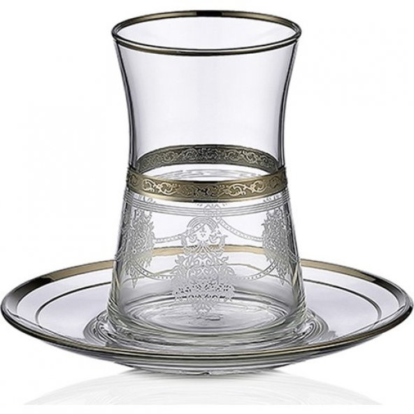 Kcd Drape Platin 6 Kişilik 12 Parça Çay Bardak Seti - 2